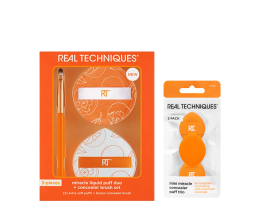 Real Techniques - Kit Corretivo Puff Duo + Pincel + Trio Mini Esponjas - 1524 + 0132