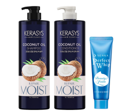 Kerasys - Coconut Oil - Shampoo 1L e Condicionador 1L (Grátis SENKA - Perfect Whip A 50g)