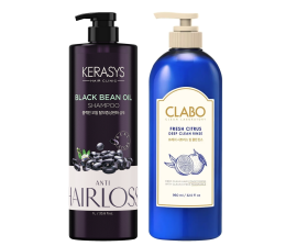 Kerasys Black Bean Oil Shampoo Antiqueda 1000ml + Clabo Fresh Citrus Deep Clean Condicionador 960ml