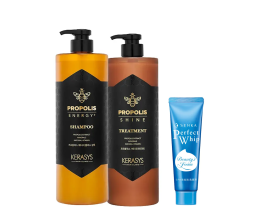 Kerasys Propolis Shine Energy - Shampoo + Tratamento 1L + Grátis SENKA PerfectWhip Espuma Facial 50g
